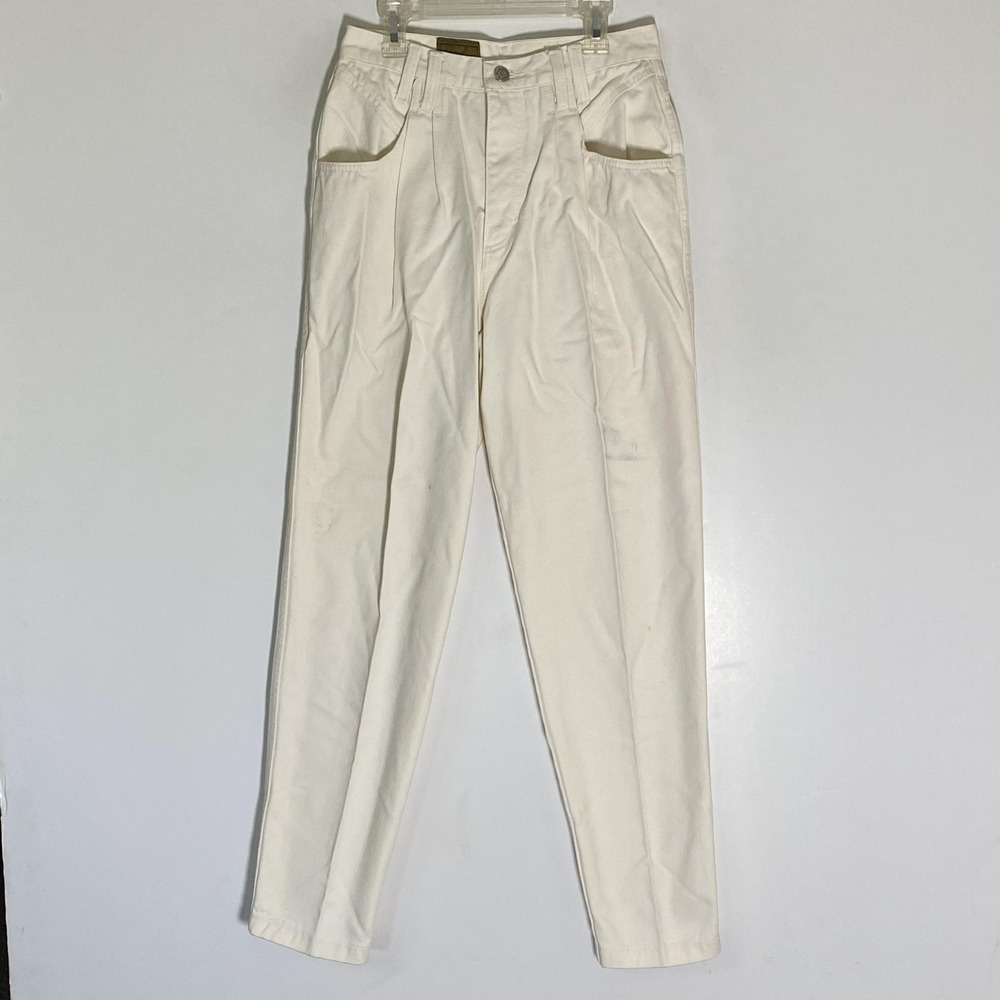 Julio Bravo Jeans Womens 7/8 White High Rise Tapered‎ Pleated Denim Juniors